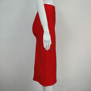 Vente chaude rouge noir blanc dos fendu Sexy taille haute dames femmes crayon jupe mi-longue avec ceinture - Product Image 2