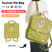 Sac à dos personnalisé en cuir PU, sacs d'école Kawaii pour étudiants, fabrication OEM, logo brodé, sac à dos portable pour ordinateur portable