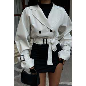 เสื้อแจ็คเก็ตสีขาวแบบกลับด้านได้ ติดกระดุมด้านหน้า ไซส์ XL เสื้อคลุมสำหรับฤดูใบไม้ร่วง สามารถปรับแต่งโลโก้ได้ สามารถปรับแต่งสไตล์วาร์ซิตี้/บอมเบอร์ได้ พร้อมลายปัก - Product Image 5