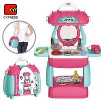 Jouets de maquillage |   Sac à dos portable pour enfants, table à langer, jouet miroir cosmétique, coiffeuse, jouet table à maquillage