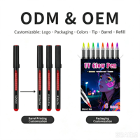 KHY Stylo de peinture corporelle UV néon phosphorescent de haute qualité à 8 couleurs, marque privée, marqueur lavable pour le visage et la peau, idéal pour les fêtes