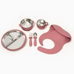 Ensemble de repas pour <span class=keywords><strong>bébé</strong></span> et tout-petit Fubon en acier inoxydable 304 et silicone, kit de vaisselle de sevrage avec ventouse antidérapante et lavable - Product Image 2