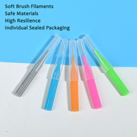 Brosse interdentaire réutilisable OEM, filaments doux et sûrs, emballage individuel scellé, portable, pour un nettoyage interdentaire profond en orthodontie