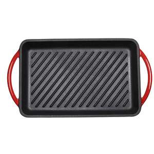 Sartén de hierro fundido esmaltado más vendida, plancha rectangular acanalada, sartén resistente con revestimiento rojo <span class=keywords><strong>para</strong></span> freír carne, barbacoa casera - Product Image 1