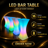 Table de bar LED rechargeable 16 couleurs, étanche IP65, en LLDPE, table de cocktail RGB pour discothèque, mariage