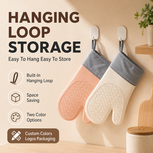 Gants en silicone épais à double couche, résistants à la chaleur, isolants, pour four à micro-ondes, cuisson, avec deux doigts libres, compatibles lave-vaisselle - Product Image 3