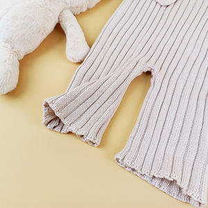 Salopette tricotée Pinuotu pour bébé, 100 % coton respirant, à bretelles, côtelée et évasée, pour nouveau-né garçon et fille - Product Image 4