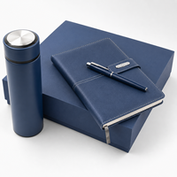 Coffret Cadeau de Bureau Premium Bleu Royal, Ensemble Professionnel de 3 Pièces en Cuir PU : Carnet, Tasse Thermos, pour la Reconnaissance des Clients et des Employés