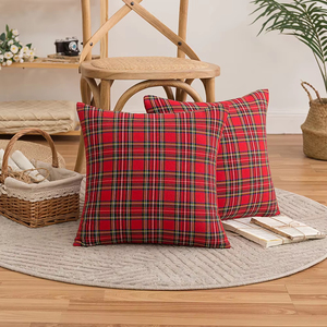 Manufacturer Well Made New Christmas <b>Red</b> Plaid Pillow Covers Decorative Holiday <b>Throw</b> Pillow Covers - Product Image 3