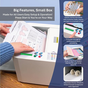 Máquina de plegado automática de papel con rueda de recogida, tipo valla manual, 2 peines, para plegado <span class=keywords><strong>A3</strong></span> y <span class=keywords><strong>folio</strong></span>, con motor - Product Image 3