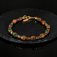 Bracelet Bohème en Pierres Naturelles d'Agate, Bijou de Créateur, Bracelets Colorés en Pierres Précieuses, Jonc Ethnique, Pulseras Hombre