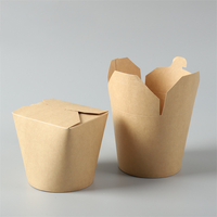 Caja de Fideos para Llevar, Fabricada con Papel Kraft Reciclado, Impermeable y Ecológico, de 24/32 oz con Asa, para Negocios de Comida Rápida