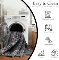 Tapis facile à nettoyer, adapté aux animaux domestiques, 8x10, noir et gris, lavable, antidérapant, pour sols en bois dur, salle à manger, bureau, zone à fort trafic, décoration