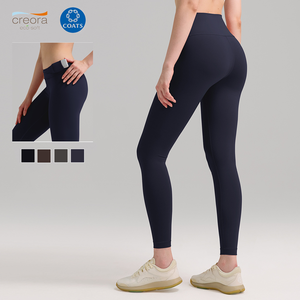 Mallas para correr de cintura alta con logotipo personalizado, mallas de gimnasio de secado rápido, pantalones de yoga ligeros con sensación de desnudo para mujer - Product Image 1