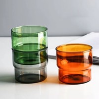 Tasses à café empilables personnalisables en verre borosilicate coloré, design nordique, compatibles micro-ondes et lave-vaisselle, portables, 301-400 ml