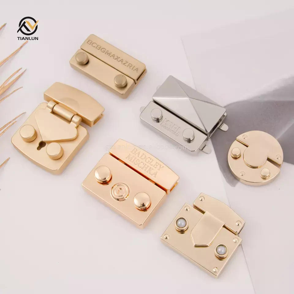 Leather Metal Purse Making Accessories Clasp Bag Closure Twist Turn Lock Magnetic Purse Lock And Clasps