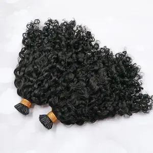 I Tip Hair Extensions Russian Micro Links Itip Hair Extensions colore naturale 100% <span class=keywords><strong>veri</strong></span> <span class=keywords><strong>capelli</strong></span> umani crespi ricci 1 pezzo - Product Image 1