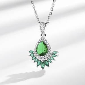 Joyería fina de lujo para mujer latón en plata con circón cristal diamante Esmeralda Boda nupcial conjuntos de joyería de moda inteligente - Product Image 3