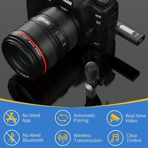 Vente chaude Microphone de réduction de bruit sans fil Lavalier un par deux pour téléphone/appareil photo/ordinateur portable/tablette avec récepteur 3.5mm - Product Image 4