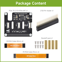 Carte adaptatrice Waveshare HAT pour Raspberry Pi 5, étend les connecteurs FFC 2 canaux, prend en charge l'empilage de plusieurs HAT PCIe A293