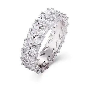 Marquise White Gold Cut CZ Eternity Band Rings 925 Sterling Silver