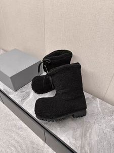 Botas de Nieve de Tacón Alto y Punta Redonda, con Cordones, Parte Superior de Gamuza, Suela de Goma, Ligeras, Transpirables, Blancas/Negras, Moda de Invierno - Product Image 5