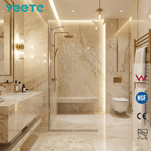 Porte de douche coulissante chromée YEETE, en verre trempé de 8 mm, pour salle de bain moderne, vente en gros, stock de vente au détail pour salles d'exposition - Product Image 1