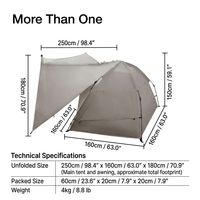 Tenda Pantai Otomatis Lapis Tunggal Kain Oxford Berlapis Titanium UPF2000+ Pelindung Sinar Matahari Luar Ruangan Warna Hitam Kanopi Pendingin