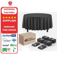 Nappe de table jetable lisse et décorative de 84 pouces, nappe ronde en plastique pour les fêtes, les mariages