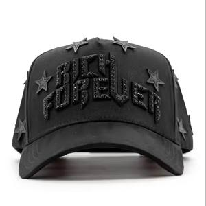 หมวกแก๊ป Gorras El Barbas ปักลาย Rich Forever หมวกเบสบอลผ้าหนังกลับ 5 ชิ้น ทรงโค้ง ปีกโค้ง สไตล์วินเทจ หมวกหนวดเครา ของแท้ ขายส่ง - Product Image 5