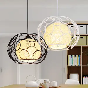 Bắc Âu đơn giản nghệ thuật Thiết kế handmade twine bóng sắt chụp đèn E27 lampholder trong nhà khách sạn Cà Phê nhà mặt dây chuyền ánh sáng đèn chùm