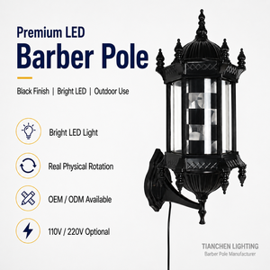 Lámpara de Pared LED Vintage Impermeable con Rotación, Letrero con Rayas de Barbería, Decoración para Salón de Belleza, Lámpara de Pared para Exteriores - Product Image 1