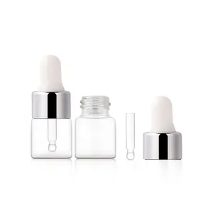 clear Skin care 2 ml Empty mini glass vials 2ml small essential oil bottle wit pipette dropper