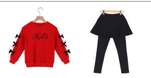 Vente en gros de 2 ensembles de vêtements pour enfants avec des t-shirts amusants, fabrication de leggings, pantalons de yoga sur mesure - Product Image 6