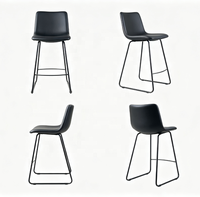 Tabouret de bar minimaliste CAL 117, rembourré, en similicuir imperméable, chaise haute de bar, structure en métal industriel, pour restaurant