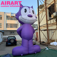Chat gonflable pour promotion de marque, modèle de chat mascotte violet pour accessoires de scène