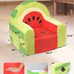 Children's <b>Sofa</b> Watermelon Design Soft Velvet Chair With Hand Support For Kids 3 Years And Above - Product Image 2