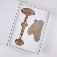 Ensemble de rouleaux de massage facial en cristal naturel personnalisés en gros, quartz rose, jade, Gua Sha, outils de soin de la peau EwayHealth EW-JR-004