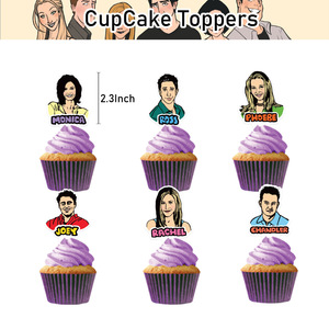 <span class=keywords><strong>Série</strong></span> <span class=keywords><strong>télévisée</strong></span> américaine-Les fournitures de fête d'anniversaire des amis comprennent une bannière JOYEUX ANNIVERSAIRE Ballon Gâteau Cupcake Topper DIY Home Party Supplies - Product Image 4