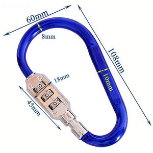 Mousqueton en forme de D avec cadenas à combinaison à 3 chiffres réinitialisable sans clé pour sac, sac à dos, casque, panier de vélo, antivol - Product Image 5
