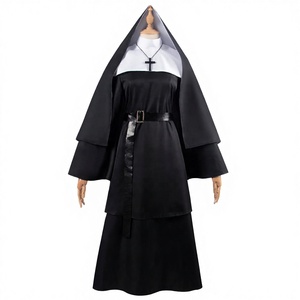 Costume da Suora per Donna con Velo in Poliestere, Abito per Cosplay Religioso, Outfit per Feste di Halloween, Giochi di Ruolo, Spettacoli Teatrali e Cinematografici - Product Image 2