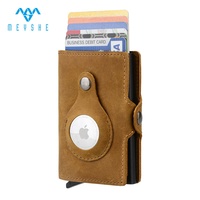 Cartera Minimalista Personalizada de Cuero Crazy Horse con Bloqueo RFID, Porta Tarjetas Metálico Extraíble, para Tarjetas de Crédito y Funda para Airtag