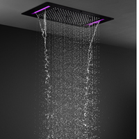 Panneau de douche à 4 fonctions, panneau de pomme de douche, robinets mitigeurs thermostatiques, corps latéral, Jet noir, finition 380x700MM, 2 pièces