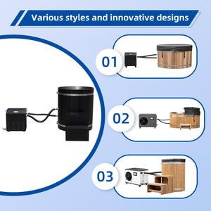 <span class=keywords><strong>Vasca</strong></span> per Terapia con Acqua Fredda, Bagno di Ghiaccio per 2 Persone, Rotonda <span class=keywords><strong>in</strong></span> Legno con Rivestimento <span class=keywords><strong>in</strong></span> Acciaio Inox e Sistema di Raffreddamento - Product Image 4