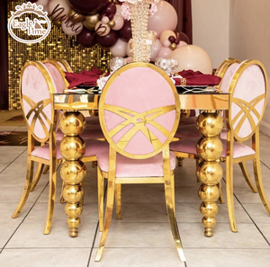 Chất Lượng Tốt Tổ Chức Sự Kiện Đám Cưới Hình Chữ Nhật Nâu Ăn Uống Hiện Đại Và Kính Sang Trọng Vàng Thép Không Gỉ Bảng - Product Image 3