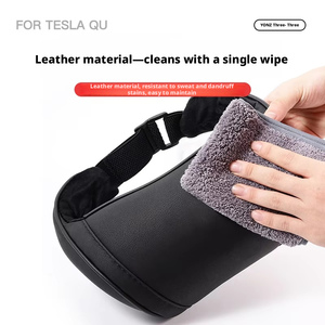 Coussin de soutien lombaire et cervical en cuir de luxe pour siège de voiture, accessoires intérieurs de voiture - Product Image 5