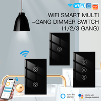 Interrupteur intelligent Wi-Fi de type US 120, variateur de lumière 1, 2 ou 3 voies, panneau tactile en verre trempé, fil neutre, contrôle de la luminosité, compatible Tuya Alexa