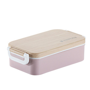 High Quality Wooden Grain Portable Plastic Single Layers Wooden Bento Lunch Box