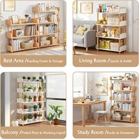 Étagère ouverte en bois à 3 niveaux - Bibliothèque moderne en bois massif, meuble de rangement multifonctionnel pour salon et bureau à domicile