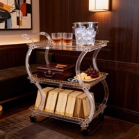 Carrito de Servicio de Acrílico para Fiestas al Aire Libre, Cumpleaños, Hoteles, Barbacoas y Catering, con Ruedas para Almacenamiento Portátil, Directo de Fábrica